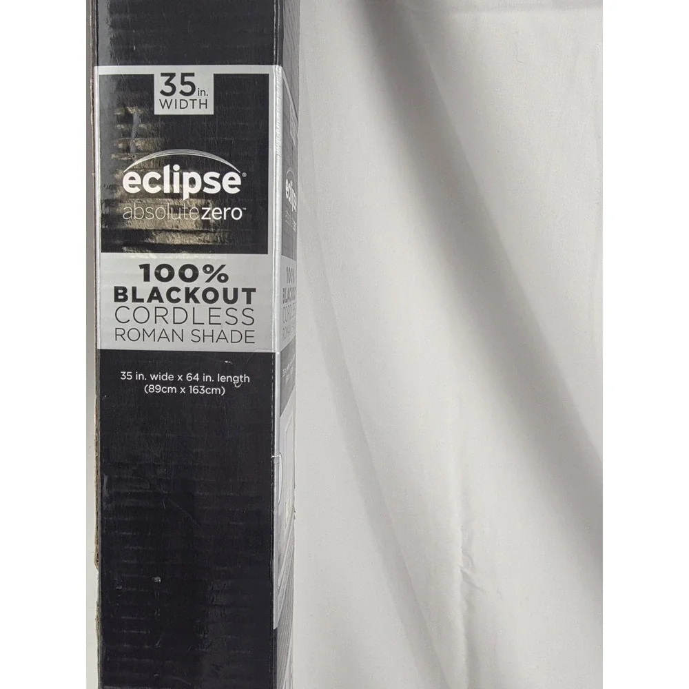 Eclipse Absolute Zero 35x64 Cordless Roman Window Shade 100% Blackout Roselle